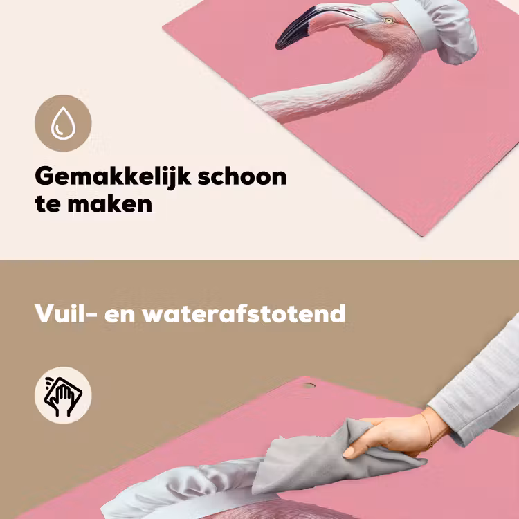 Flamingo - Roze - Koksmuts - Vogel Inductie beschemer met haakjes klein -ky-schoon-nl