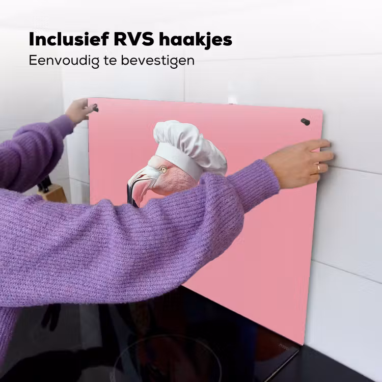 Flamingo - Roze - Koksmuts - Vogel Inductie beschemer met haakjes klein -ky-ophangen-nl