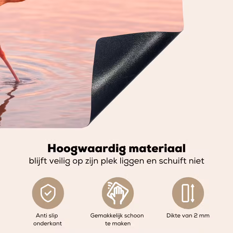 Flamingo - Water - Roze Inductie beschemer met haakjes klein -ky-onderkant-nl