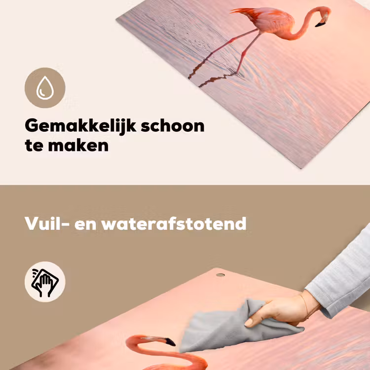 Flamingo - Water - Roze Inductie beschemer met haakjes klein -ky-schoon-nl