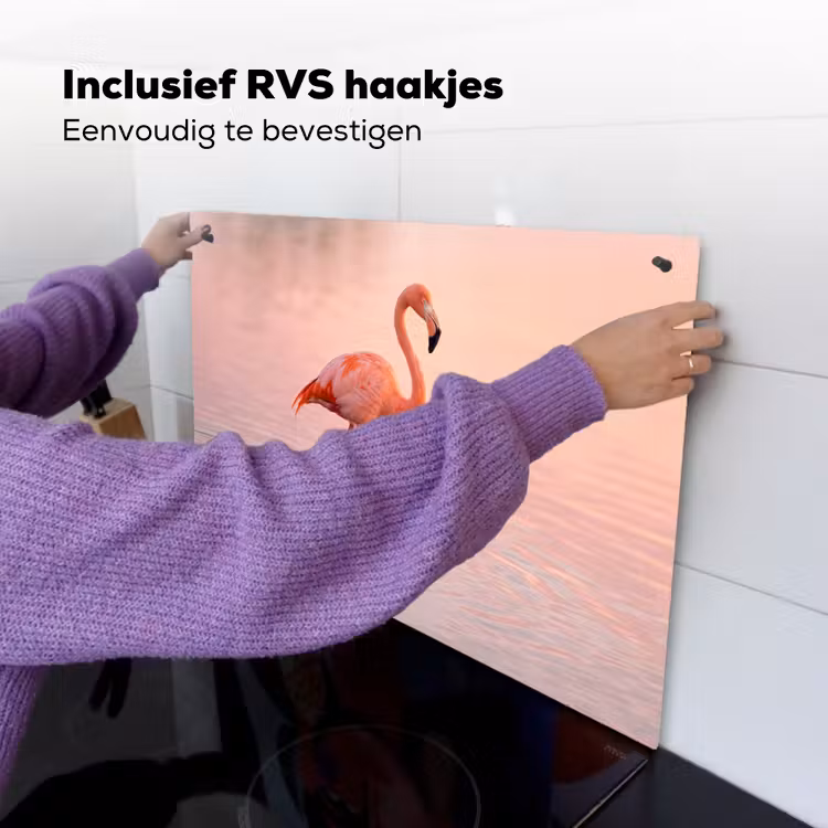 Flamingo - Water - Roze Inductie beschemer met haakjes klein -ky-ophangen-nl