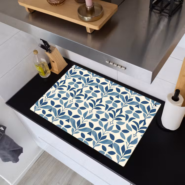 Flora - Modern - Blauw Inductie beschemer met haakjes klein 777 -sfeer1