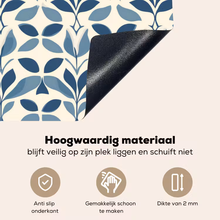 Flora - Modern - Blauw Inductie beschemer met haakjes klein 777 -ky-onderkant-nl