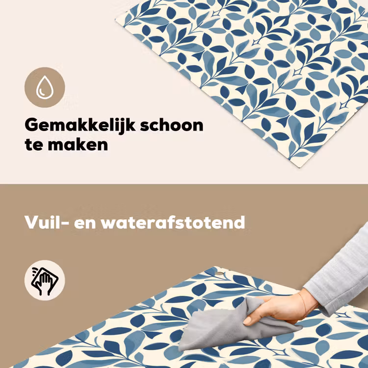 Flora - Modern - Blauw Inductie beschemer met haakjes klein 777 -ky-schoon-nl