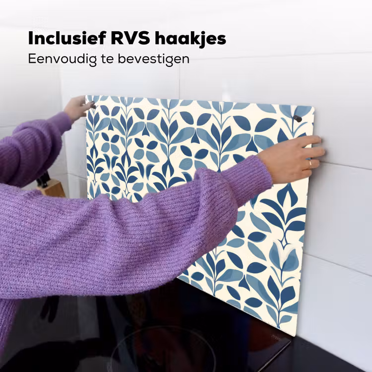 Flora - Modern - Blauw Inductie beschemer met haakjes klein 777 -ky-ophangen-nl