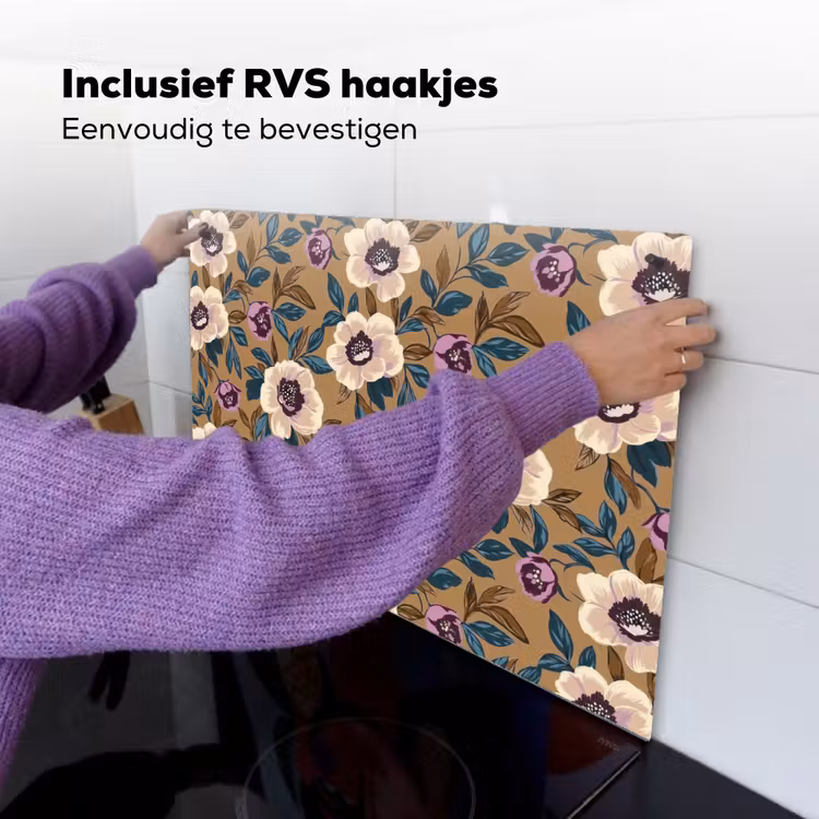 Floraal - Stilleven - Kleurrijk Inductie beschemer met haakjes klein 777 -ky-ophangen-nl
