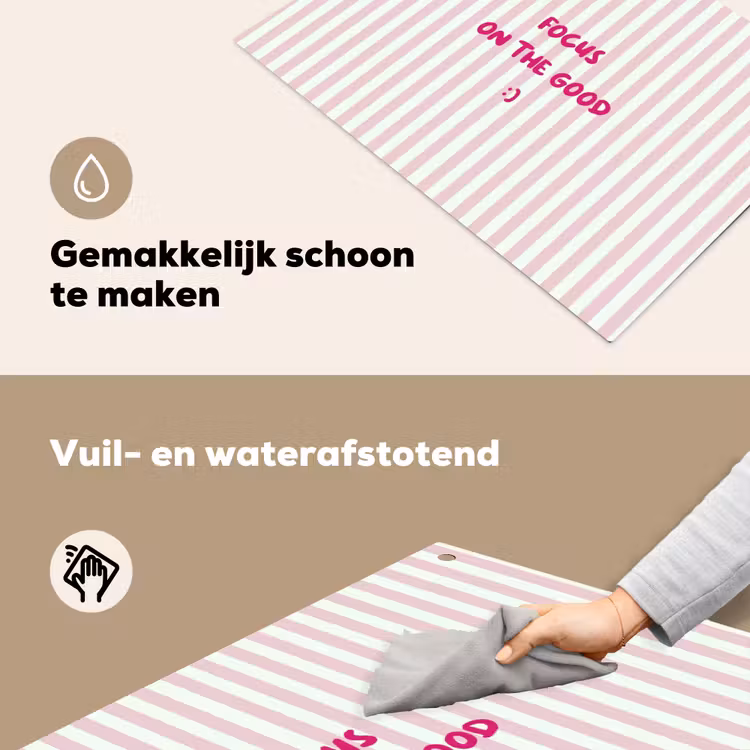 Focus on the good - Strepen - Roze - Smiley Inductie beschemer met haakjes klein -ky-schoon-nl