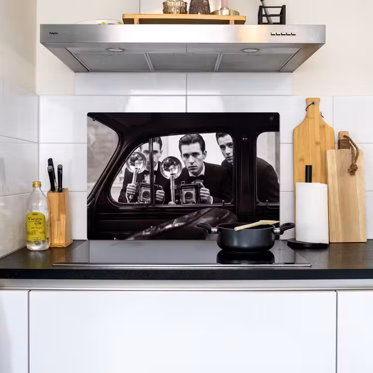 Fotograaf - Camera - Vintage - Journalistiek - Zwart-wit Inductie beschemer met haakjes klein -sfeer2