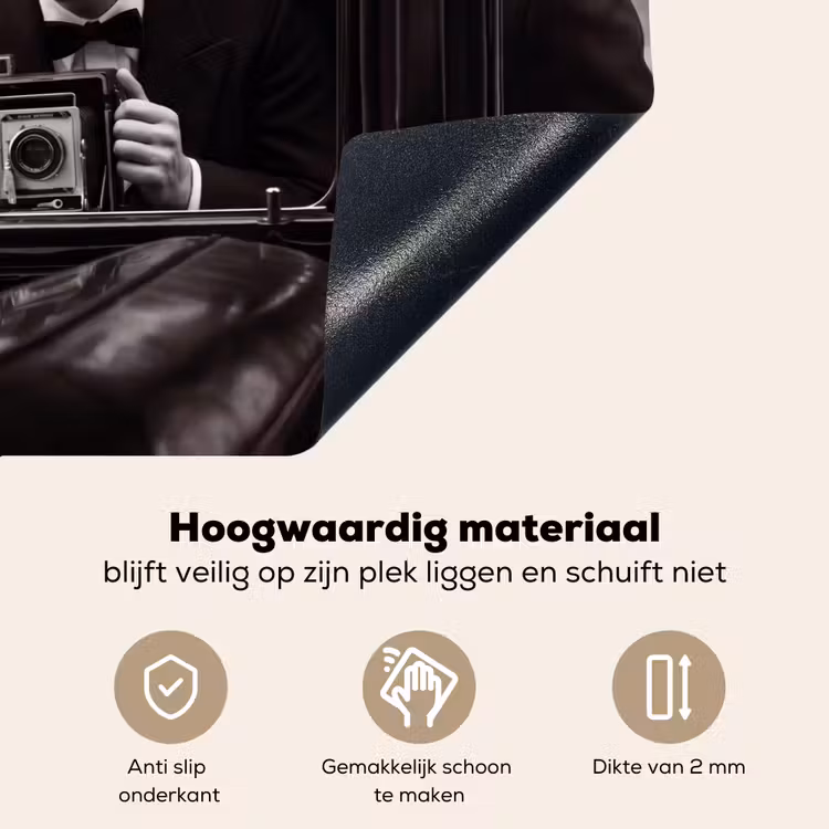 Fotograaf - Camera - Vintage - Journalistiek - Zwart-wit Inductie beschemer met haakjes klein -ky-onderkant-nl