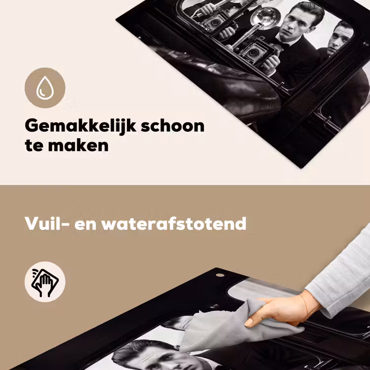 Fotograaf - Camera - Vintage - Journalistiek - Zwart-wit Inductie beschemer met haakjes klein -ky-schoon-nl