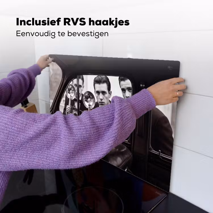 Fotograaf - Camera - Vintage - Journalistiek - Zwart-wit Inductie beschemer met haakjes klein -ky-ophangen-nl