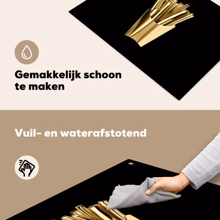 Friet - Goud - Chrome - Eten Inductie beschemer met haakjes klein -ky-schoon-nl