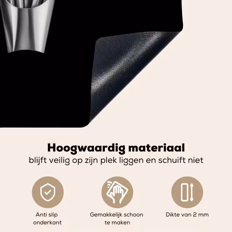 Frietjes - Futuristisch - Zilver Inductie beschemer met haakjes middel -ky-onderkant-nl