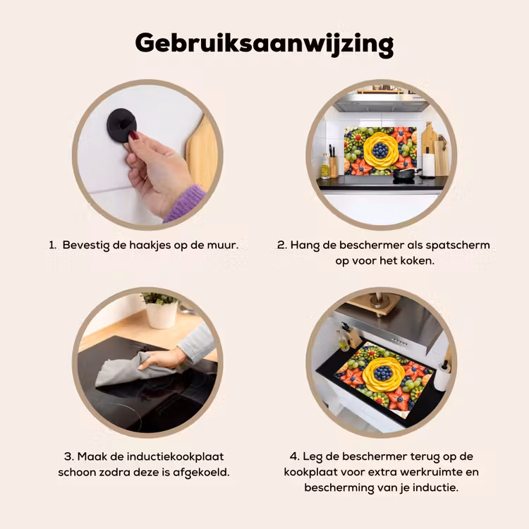 Fruit - Arrangement - Gezond - Kleurrijk - Eten Inductie beschemer met haakjes klein -ky-gebruik-nl