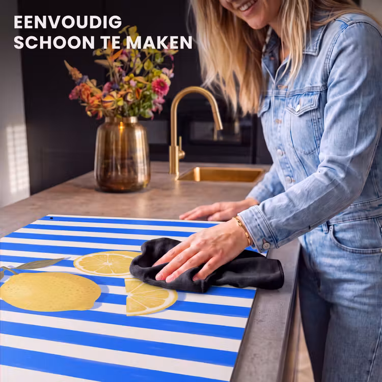 Fruit - Citroen - Zomer - Geel - Blauw Inductie beschemer met haakjes klein -ky-schoon-nl