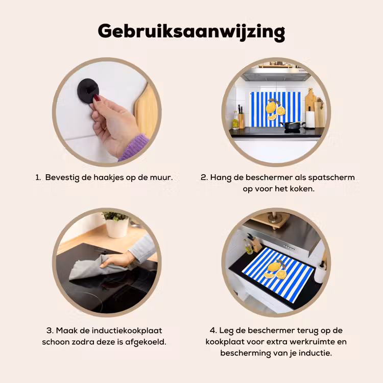 Fruit - Citroen - Zomer - Geel - Blauw Inductie beschemer met haakjes klein -ky-gebruik-nl