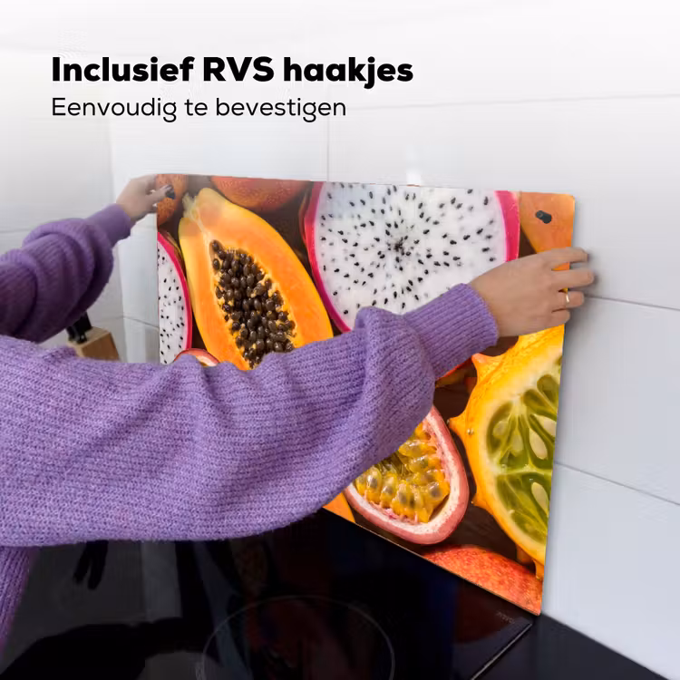 Fruit - Geopend - Tropisch - Eten - Kleurrijk Inductie beschemer met haakjes klein -ky-ophangen-nl