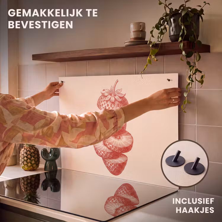 Fruit - Gesneden - Illustratie - Rood - Vintage Inductie beschemer met haakjes klein -ky-ophangen-nl