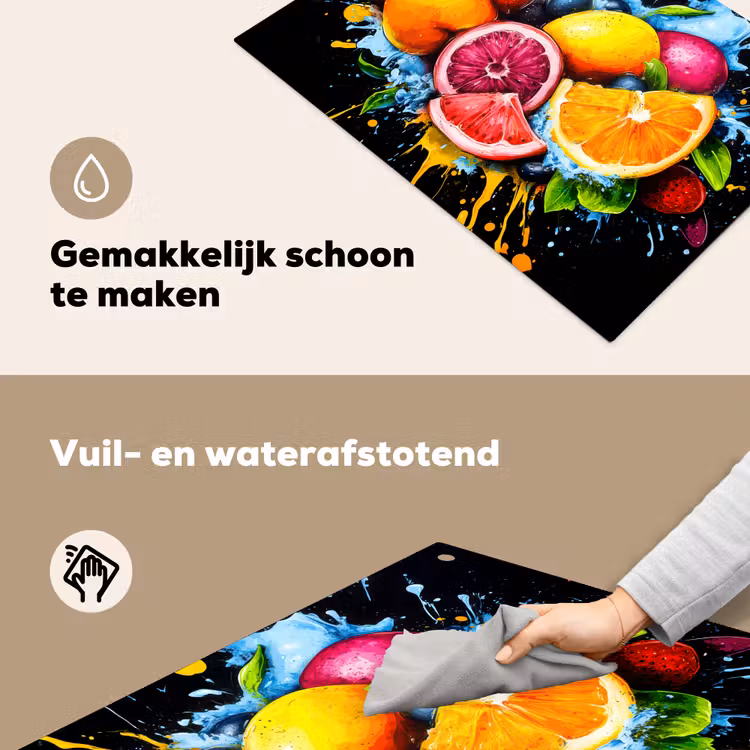 Fruit - Graffiti - Kleurrijk - Sinaasappel - Aardbei - Abstract Inductie beschemer met haakjes klein -ky-schoon-nl