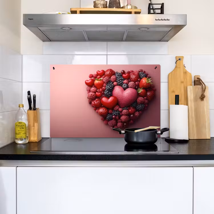 Fruit - Hartjes - Aardbeien - Frambozen - Bosbessen Inductie beschemer met haakjes klein -sfeer2