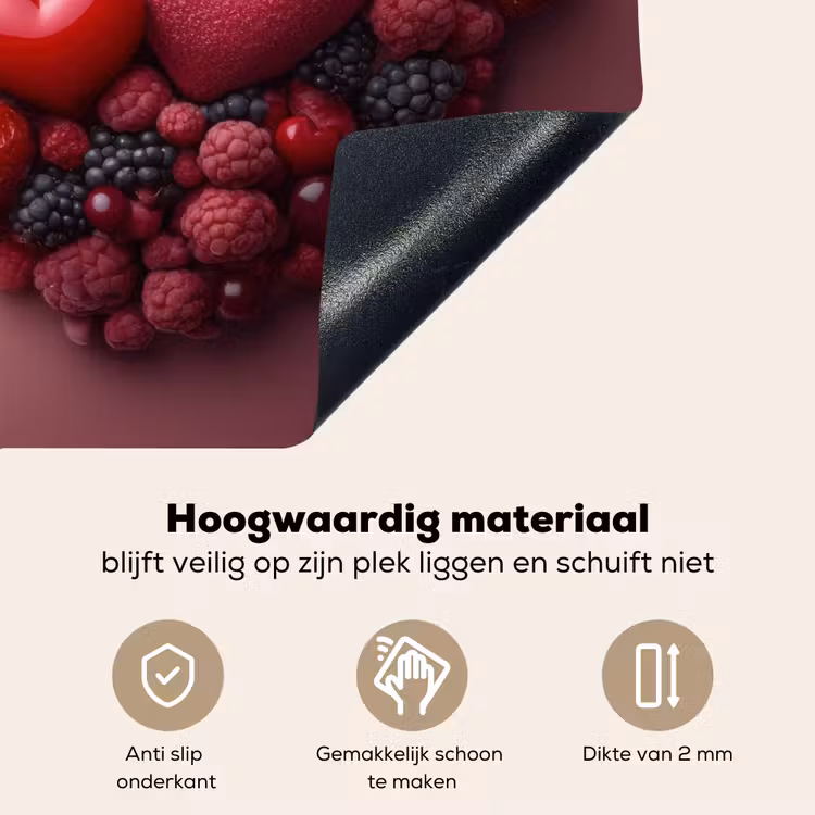 Fruit - Hartjes - Aardbeien - Frambozen - Bosbessen Inductie beschemer met haakjes klein -ky-onderkant-nl
