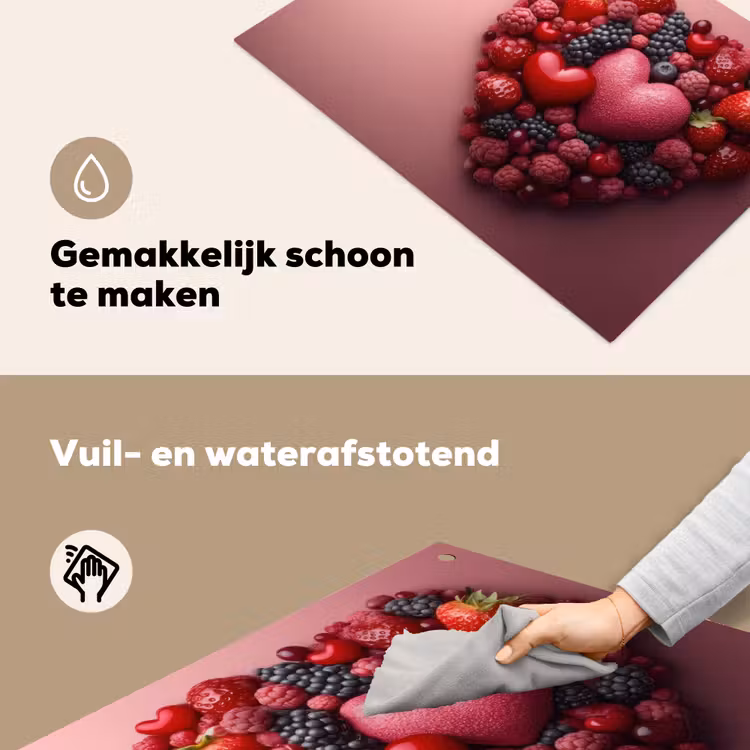 Fruit - Hartjes - Aardbeien - Frambozen - Bosbessen Inductie beschemer met haakjes klein -ky-schoon-nl