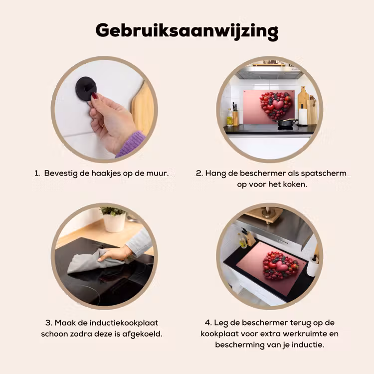 Fruit - Hartjes - Aardbeien - Frambozen - Bosbessen Inductie beschemer met haakjes klein -ky-gebruik-nl