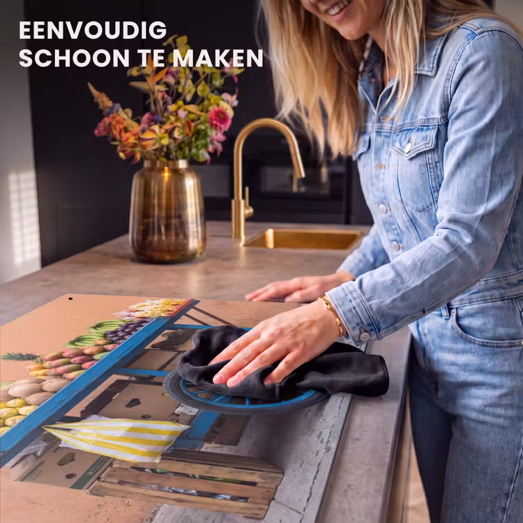 Inductiebeschermer & spatscherm (2in1) - Fruit - Kar - Straat - Fruit - Kar - Straat Inductie beschemer met haakjes klein