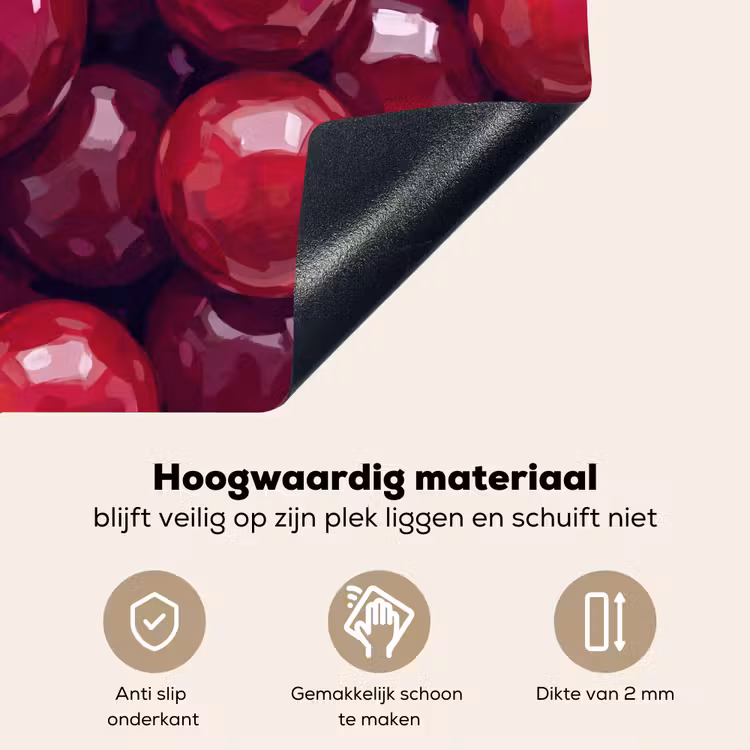 Fruit - Kersen - Eten - Modern - Rood Inductie beschemer met haakjes klein -ky-onderkant-nl