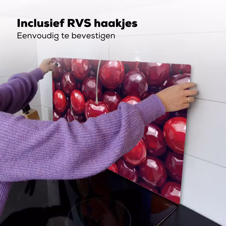 Fruit - Kersen - Eten - Modern - Rood Inductie beschemer met haakjes klein -ky-ophangen-nl