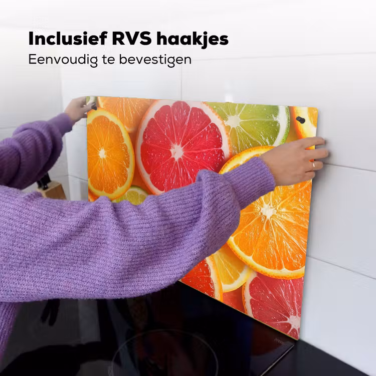 Fruit - Kleurrijk - Close up Inductie beschemer met haakjes klein -ky-ophangen-nl