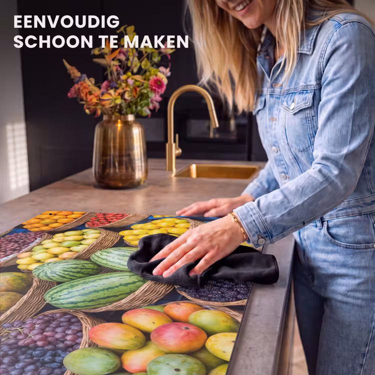 Inductiebeschermer & spatscherm (2in1) - Fruit - Markt - Kleurrijk - Fruit - Markt - Kleurrijk Inductie beschemer met haakjes klein