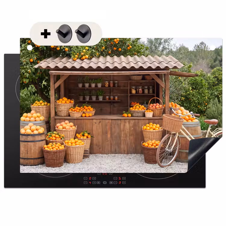 Inductiebeschermer & spatscherm (2in1) - Fruit - Markt - Landelijk - Fruit - Markt - Landelijk Inductie beschemer met haakjes klein