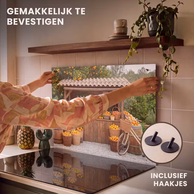 Inductiebeschermer & spatscherm (2in1) - Fruit - Markt - Landelijk - Fruit - Markt - Landelijk Inductie beschemer met haakjes klein