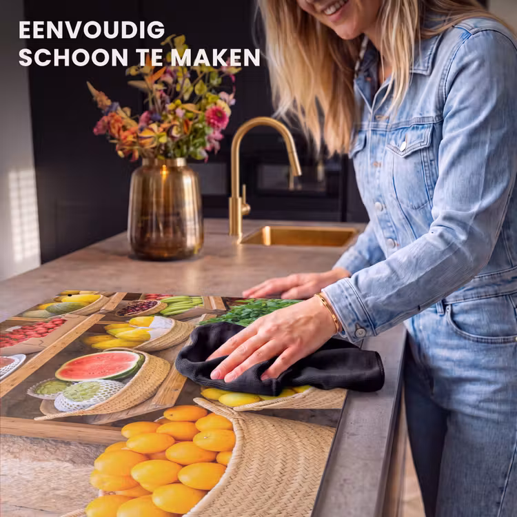 Inductiebeschermer & spatscherm (2in1) - Fruit - Markt - Vers - Fruit - Markt - Vers Inductie beschemer met haakjes klein