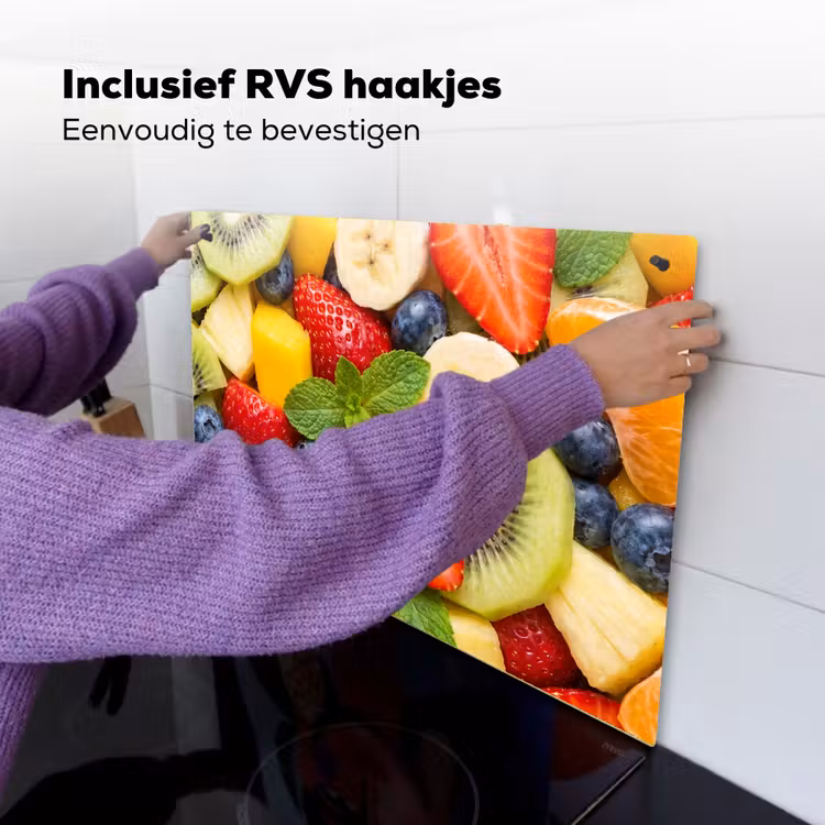 Fruit - Plakjes - Eten - Kleurrijk Inductie beschemer met haakjes klein -ky-ophangen-nl