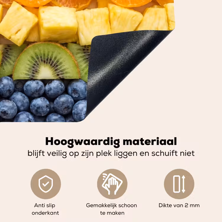 Fruit - Regenboog - Gezond - Kleurrijk Inductie beschemer met haakjes klein -ky-onderkant-nl