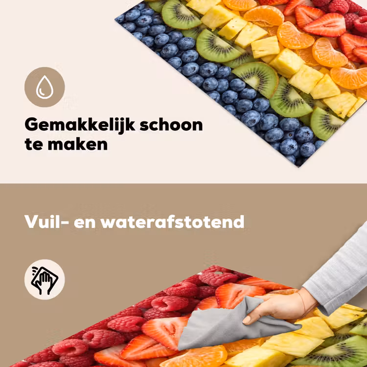 Fruit - Regenboog - Gezond - Kleurrijk Inductie beschemer met haakjes klein -ky-schoon-nl