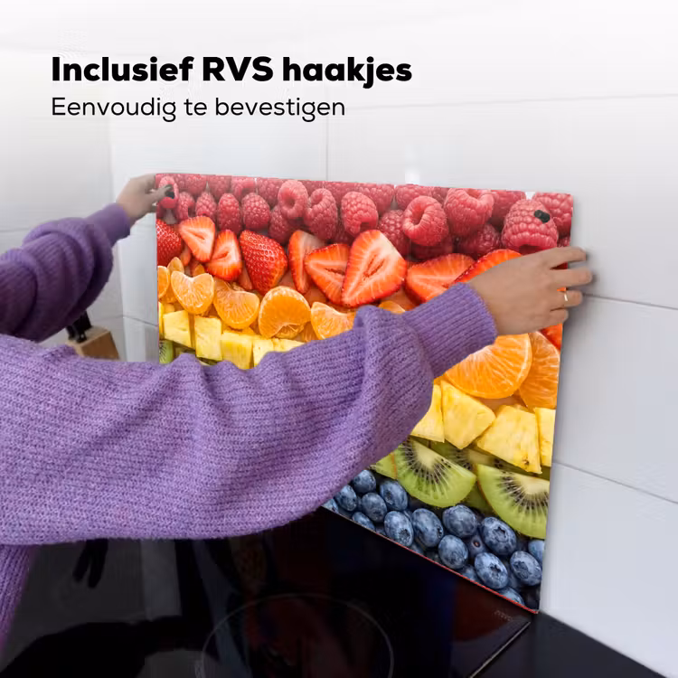 Fruit - Regenboog - Gezond - Kleurrijk Inductie beschemer met haakjes klein -ky-ophangen-nl