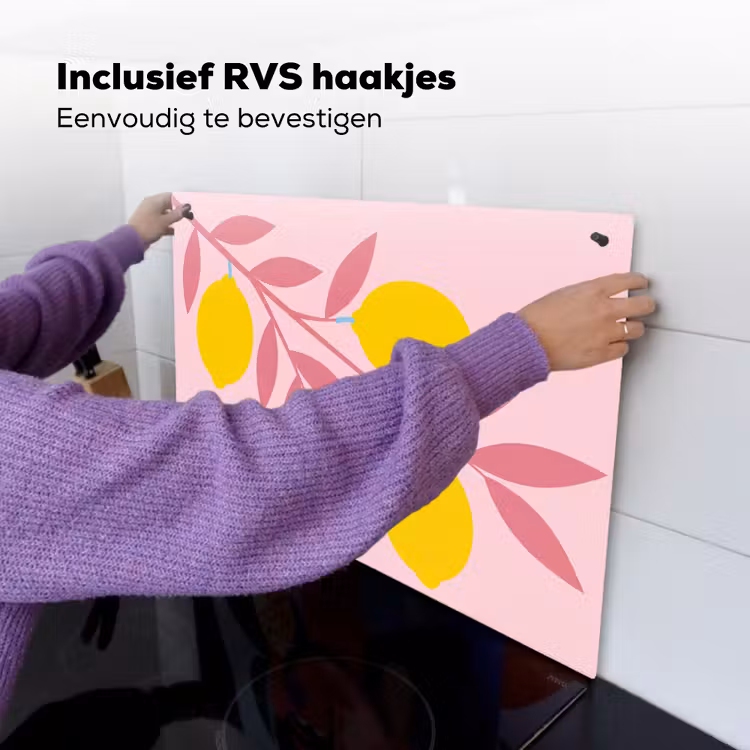 Fruit - Tak - Natuur - Abstract - Roze Inductie beschemer met haakjes klein -ky-ophangen-nl