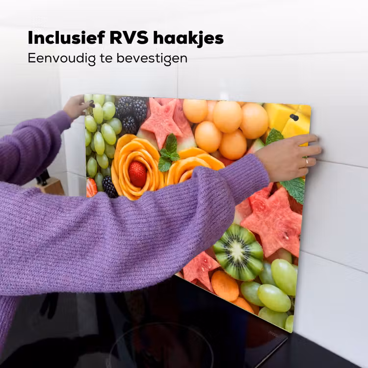 Fruit - Variatie - Kleurrijk - Vers - Eten Inductie beschemer met haakjes klein -ky-ophangen-nl