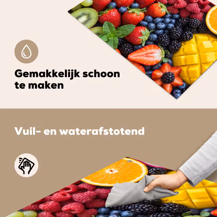 Fruit - Vers - Kleurrijk - Eten Inductie beschemer met haakjes klein -ky-schoon-nl