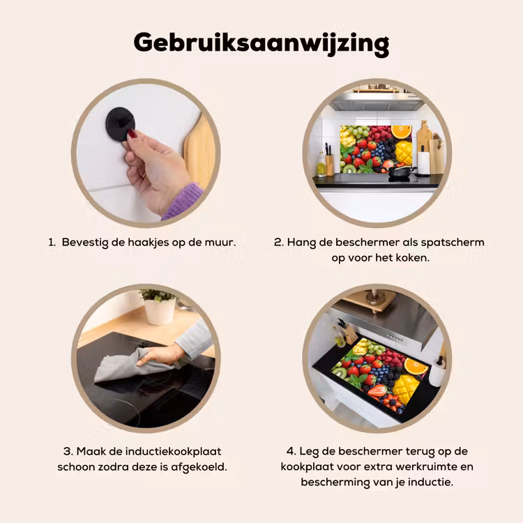 Fruit - Vers - Kleurrijk - Eten Inductie beschemer met haakjes klein -ky-gebruik-nl