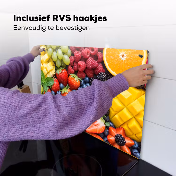 Fruit - Vers - Kleurrijk - Eten Inductie beschemer met haakjes klein -ky-ophangen-nl