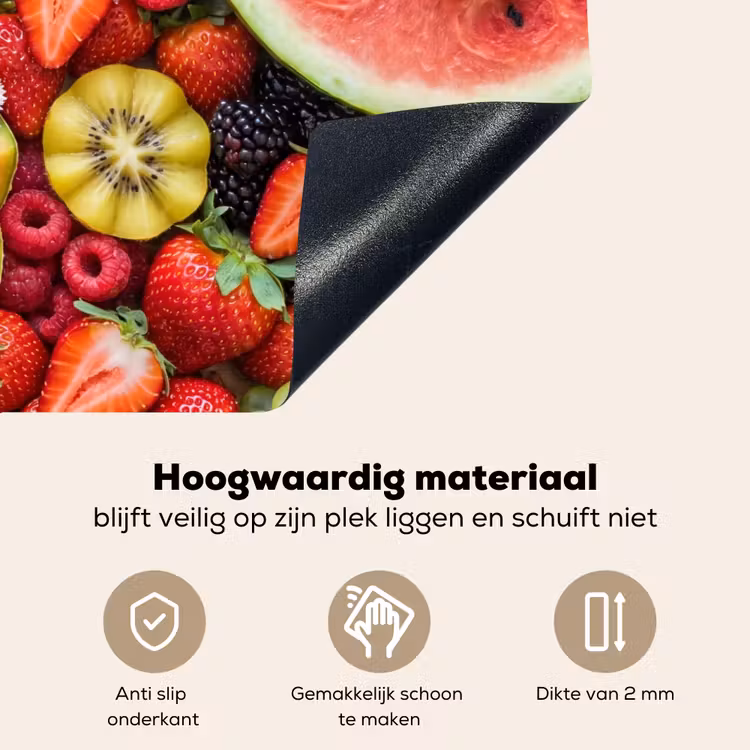 Fruit - Vers - Variatie - Eten - Kleurrijk Inductie beschemer met haakjes klein -ky-onderkant-nl
