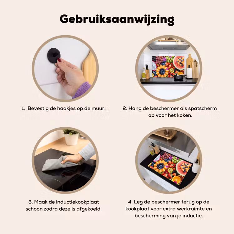 Fruit - Vers - Variatie - Eten - Kleurrijk Inductie beschemer met haakjes klein -ky-gebruik-nl