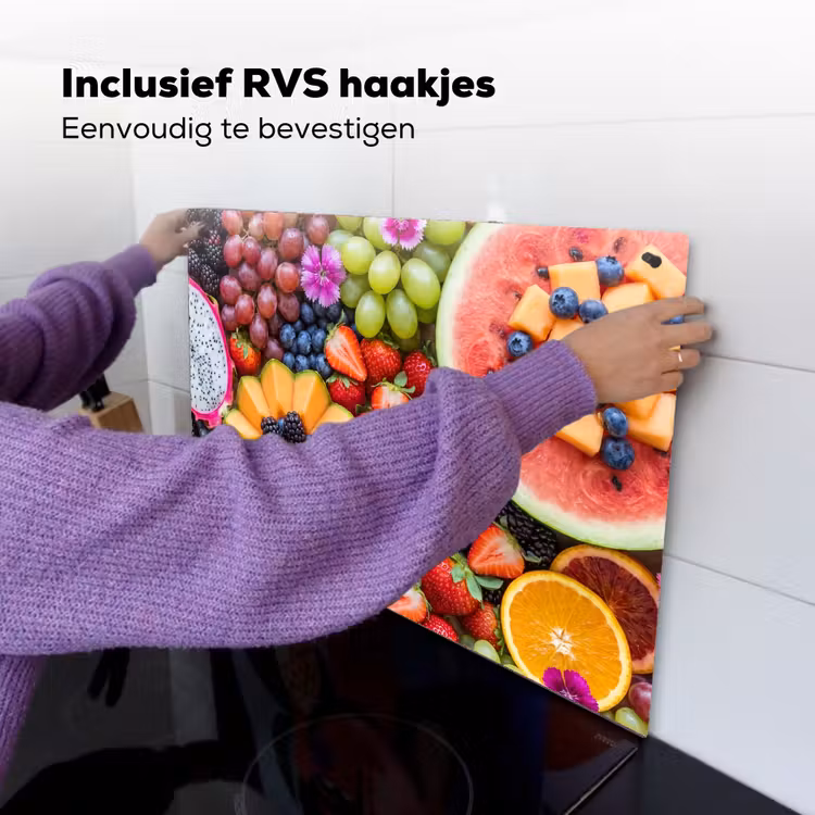 Fruit - Vers - Variatie - Eten - Kleurrijk Inductie beschemer met haakjes klein -ky-ophangen-nl