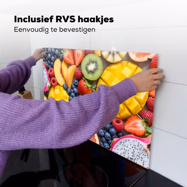 Fruit - Versneden - Kleurrijk - Eten - Gezond Inductie beschemer met haakjes klein -ky-ophangen-nl