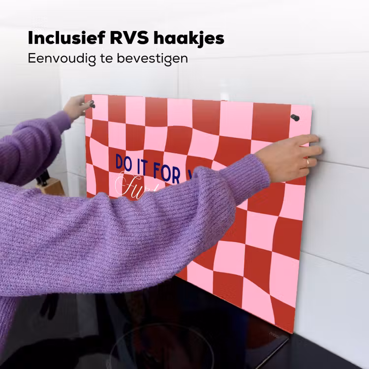 Furture - Geblokt - Rood Inductie beschemer met haakjes klein -ky-ophangen-nl