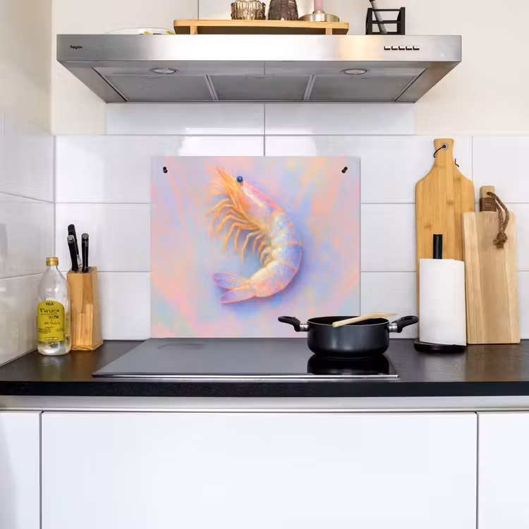 Garnaal - Subtiele structuur - Blauw - Roze Inductie beschemer met haakjes middel -sfeer2